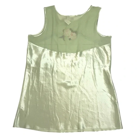 Cabernet Light Green Satin Top with Floral Embroidery - Picture 3 of 3